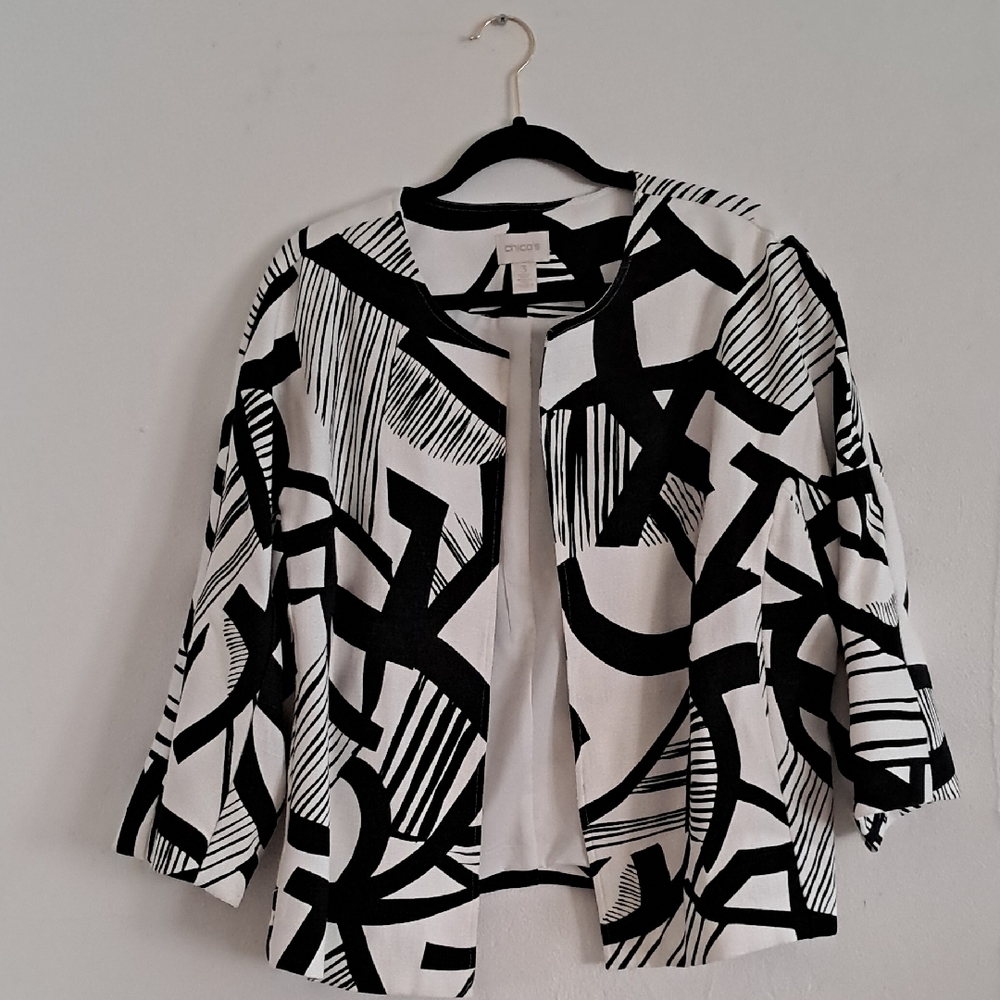 Chic Black and White Abstract Jacket